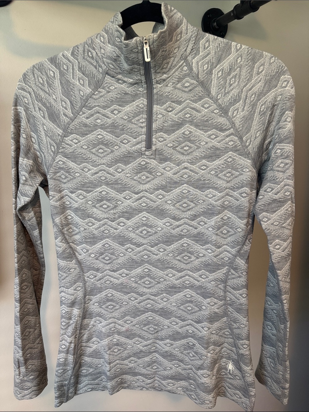 Light Gray Textured Quarter-Zip Pullover